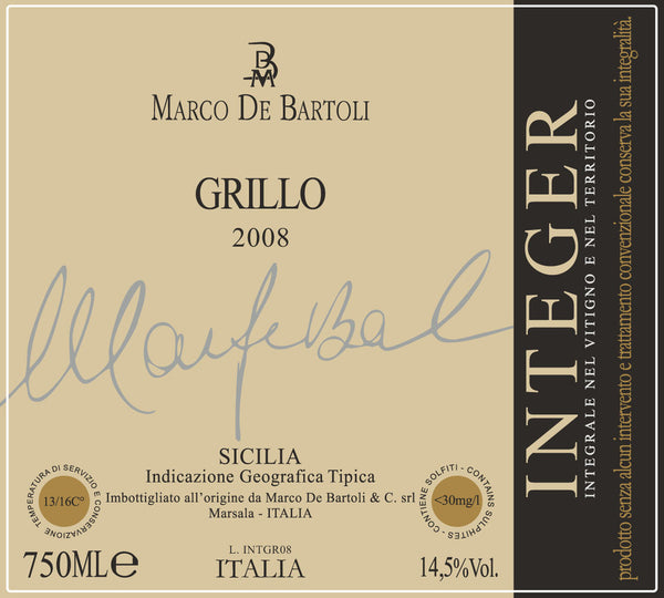 Integer_Grillo:  Weisswein kaufen/bestellen online im Italienshop 🇮🇹: Integer Grillo IGT Bianco Sizilien. Integer Grillo IGT Bianco Sizilien von Marco De Bartoli.   (Schweiz)