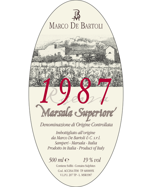 Marsala_Superiore_Riserva_DOC_1987_Marco_De_Bartoli:  Dessertwein kaufen/bestellen online im Italienshop 🇮🇹: Marsala Superiore Riserva Oro DOC, Riserva 1987. Marsala Superiore Riserva kaufen, Jahrgang 1987 von Marco De Bartoli.   (Schweiz)