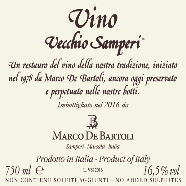 Vecchio-Samperi-Vino:  Dessertwein kaufen/bestellen online im Italienshop 🇮🇹: Vecchio Samperi Ventennale. Dessertwein kaufen: Vecchio Samperi 1980 Süsswein von Marco De Bartoli.   (Schweiz)