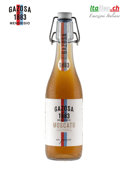 gazosa_moscato_muskatellertraube_1883: 20x Moscato (Muskateller) Gassosa, Gasosa, Gazosa, Gazzosa kaufen/bestellen online im Italienshop 🇮🇹: Gazosa Moscato/Muskateller. Süssgetränk «Gazosa 1883» kaufen (diverse Aromen) von Gazosa-1883. Gazosa1883MO Fr. 90.00 (Schweiz)